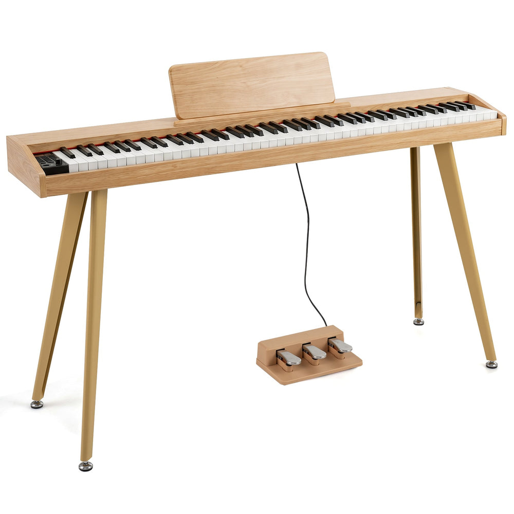 88-Key Digital Piano with 3 Pedals and 800 Tones and USB MIDI for Beginners-Natural