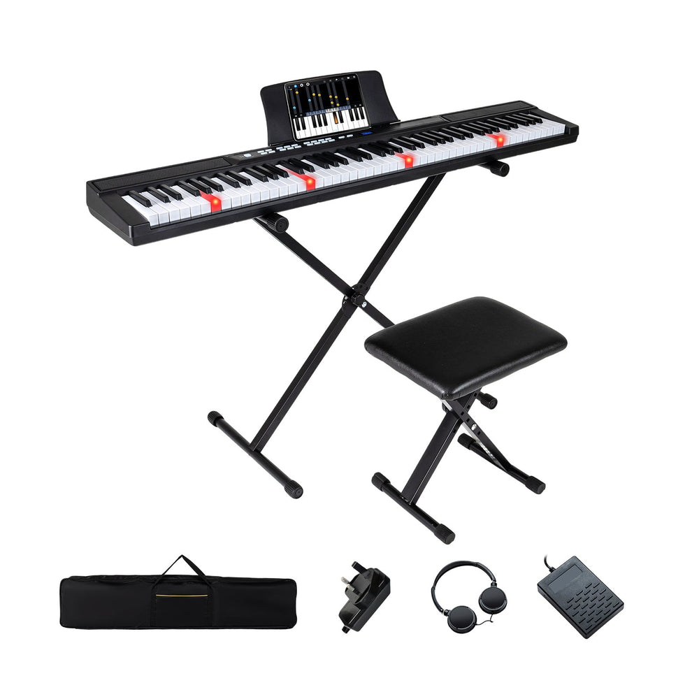 88-Key Electric Piano Keyboard Digital Piano with Adjustable Stand and Stool-Black