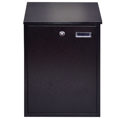 Steel Lockable Postbox Locking Home Letter Post Box Wall Mounted-Black