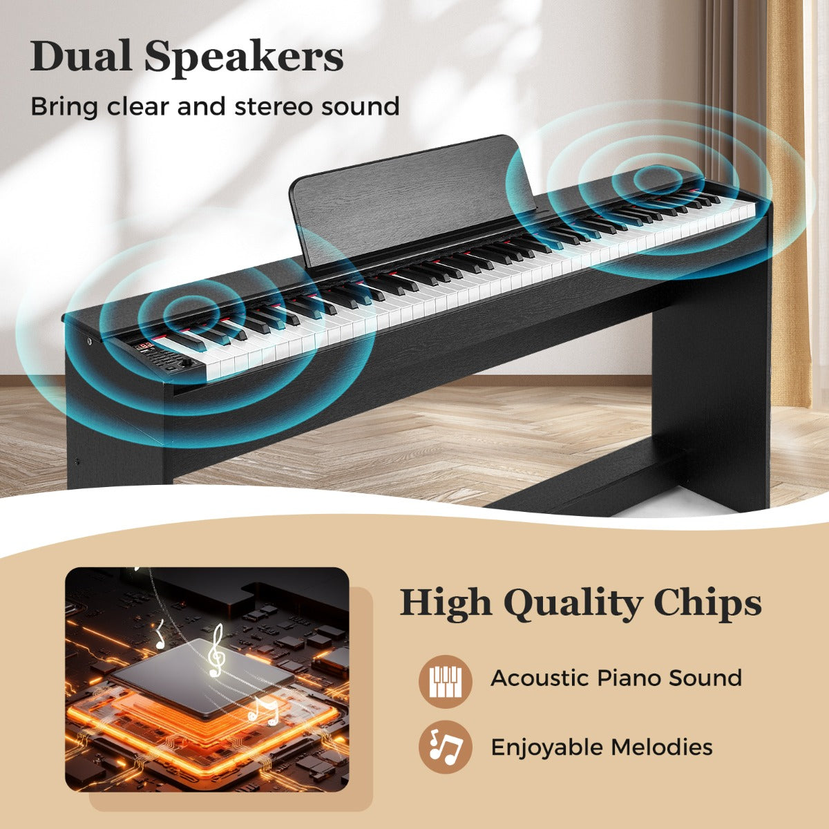 88-Key Hammer Action Weighted Keyboard Upright Digital Piano for Beginners-Black