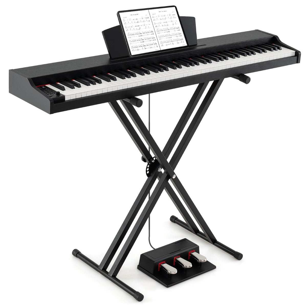 88-Key Keyboard Piano Set Full Size Semi-weighted Digital Piano-Black