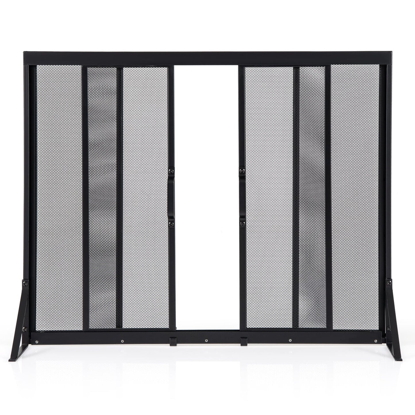 89 x 72 cm Metal Fireplace Screen with Sliding Doors