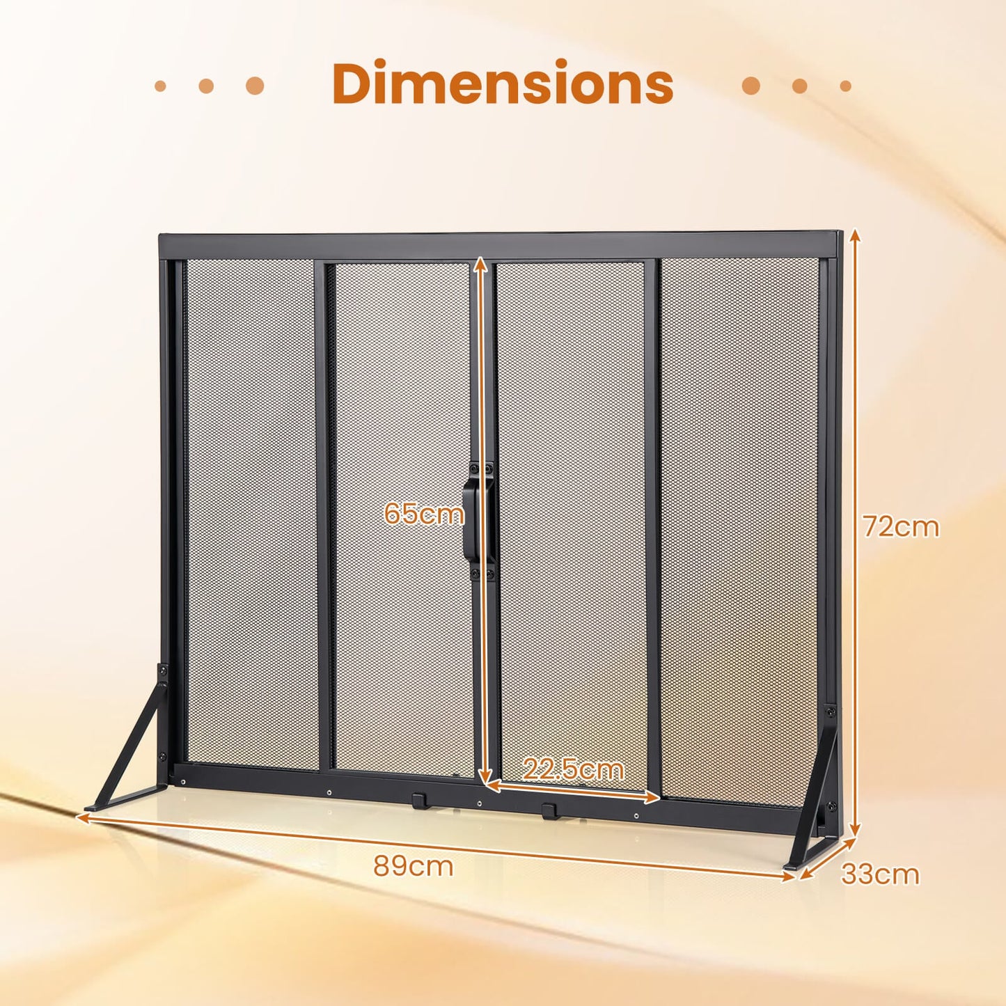 89 x 72 cm Metal Fireplace Screen with Sliding Doors