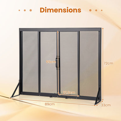 89 x 72 cm Metal Fireplace Screen with Sliding Doors
