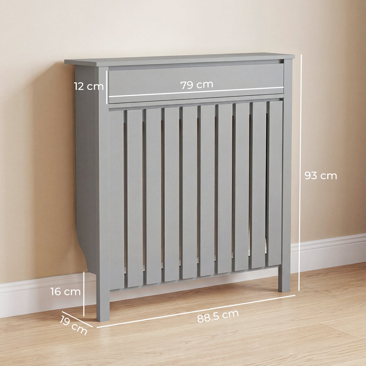 HOMCOM 93 x 88.5cm Rustic-Look Radiator Cover - Grey