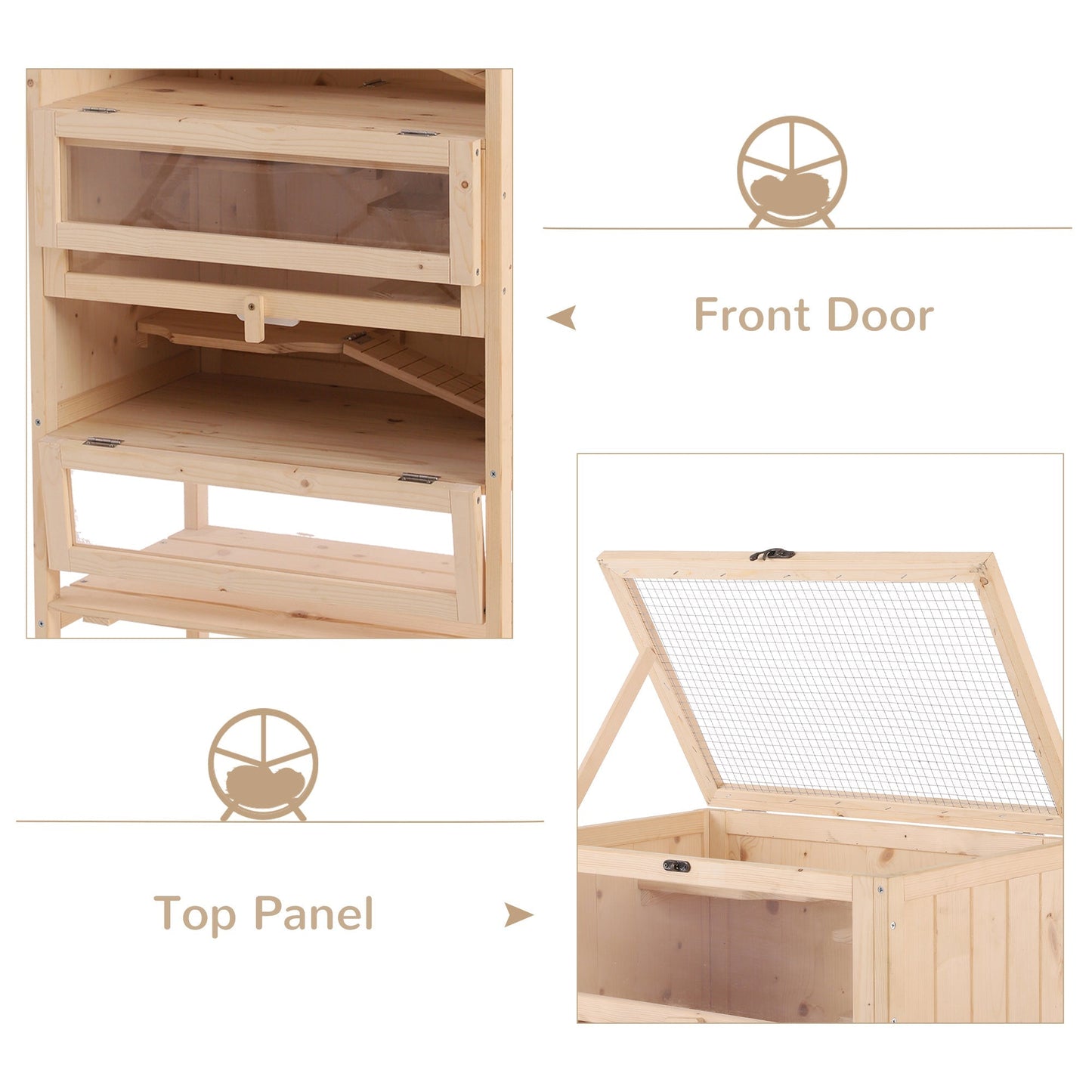 PawHut Wooden Large Hamster Cage, Gerbil Cage 4 Layers with Tall Bottom & Storage Shelf