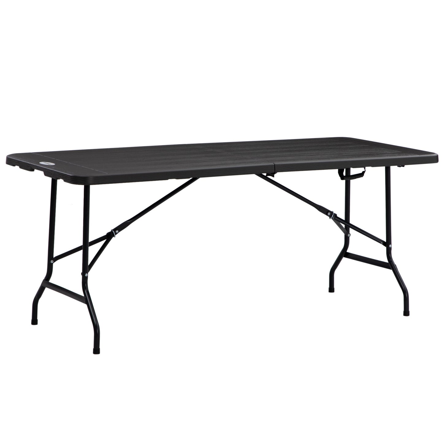 Outsunny Folding Garden Dining Table for 6, Rectangular Outdoor Dining Table with HDPE Tabletop, Foldable Garden Table with Steel Frame for Balcony, Porch, Charcoal Grey