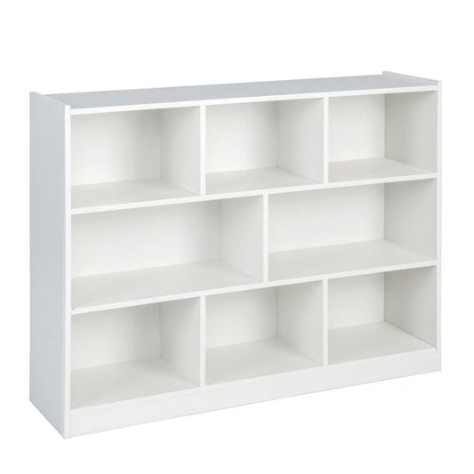 3-Tier Open Bookshelf Storage Cabinet with 8 Cubies-White