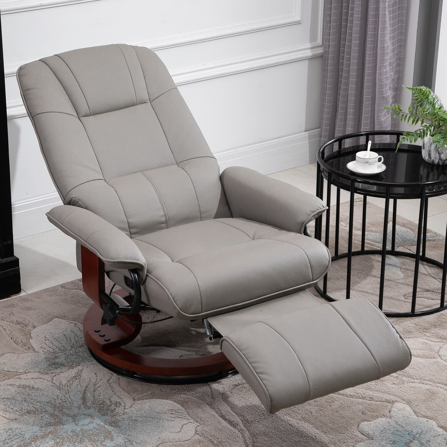 HOMCOM Reclining Swivel Chair, with Footrest - Grey