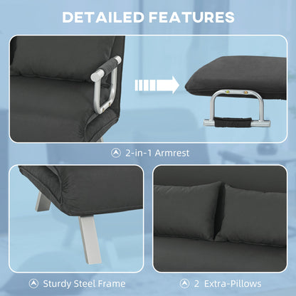 HOMCOM Two-Seater Click-Clack Sofa Bed - Charcoal Grey