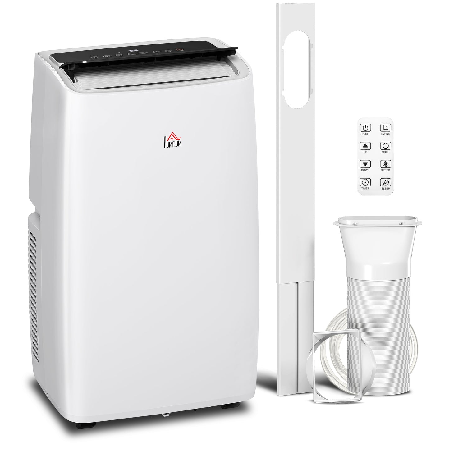 HOMCOM Portable Air Conditioner 14000 BTU, 4-in-1 Air Conditioning Unit, Dehumidifier, Cooling, Fan, Sleep Mode with 3 Speeds, Remote Control, LED Display, 24H Timer, Window Kit, Children Lock, 40mÂ²