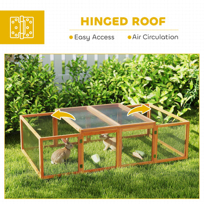 PawHut Big Hutches for Rabbits - 6ft Wooden Spacious Outdoor Rabbit Hutch for Pet Rabbits, Natural Wood