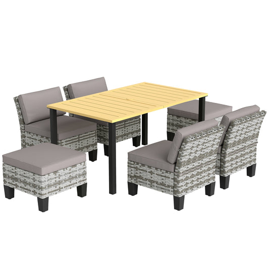 Outsunny Seven-Piece Rattan Dining Set - Grey