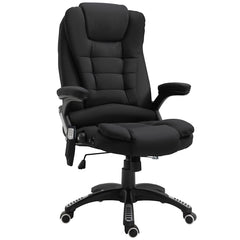 Vinsetto Massage Recliner Chair Heated Office Chair with Six Massage Points Linen-Feel Fabric 360 Swivel Wheels Black