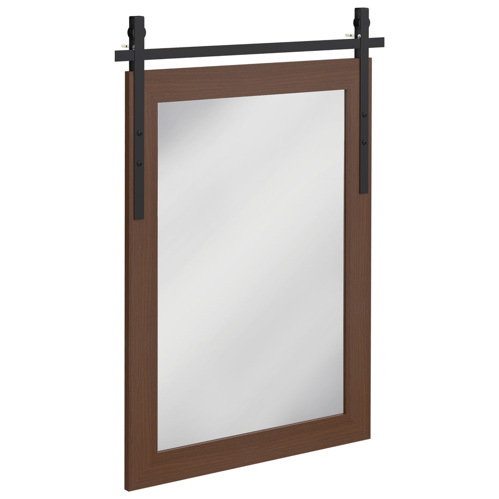 HOMCOM 86.5 x 61 cm Rectangle Mirror, Farmhouse Wall Mirror for Living Room, Bedroom, Hallway, Dark Brown