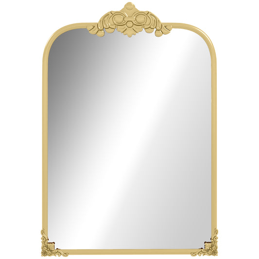 HOMCOM Wall Mirror, Decorative Baroque Mirror with Metal Frame, for Bedroom and Living Room, 60 x 87 cm, Gold Tone