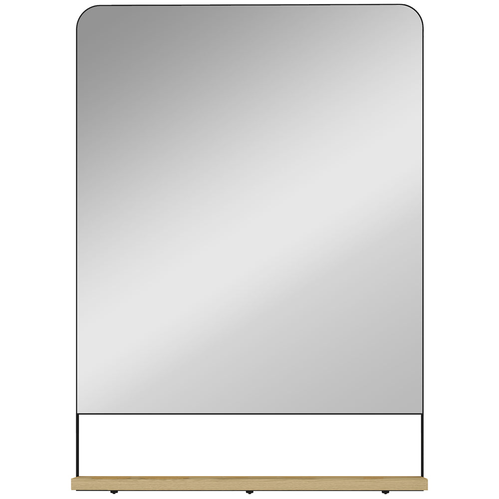 HOMCOM Wall Mirror with Wood Shelf - Black