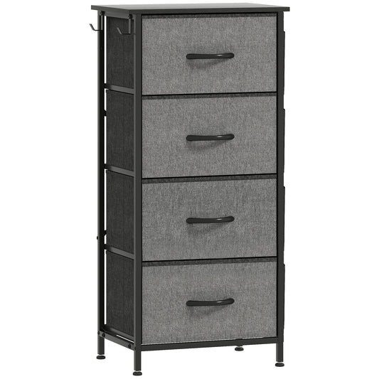 HOMCOM Chest of Four Fabric Drawers - Charcoal Grey
