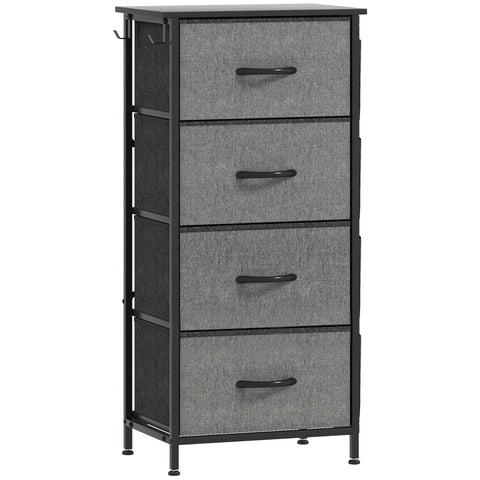 HOMCOM Chest of Four Fabric Drawers - Charcoal Grey
