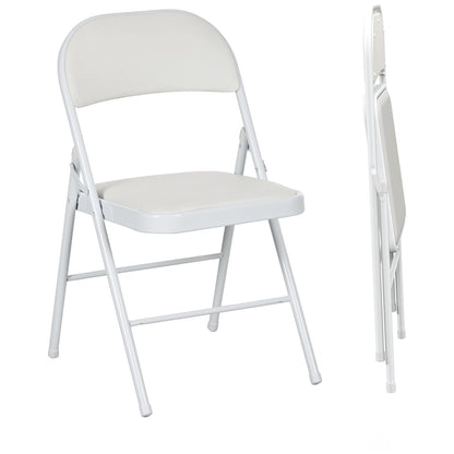 HOMCOM Set of Two Cushioned Folding Chairs - White