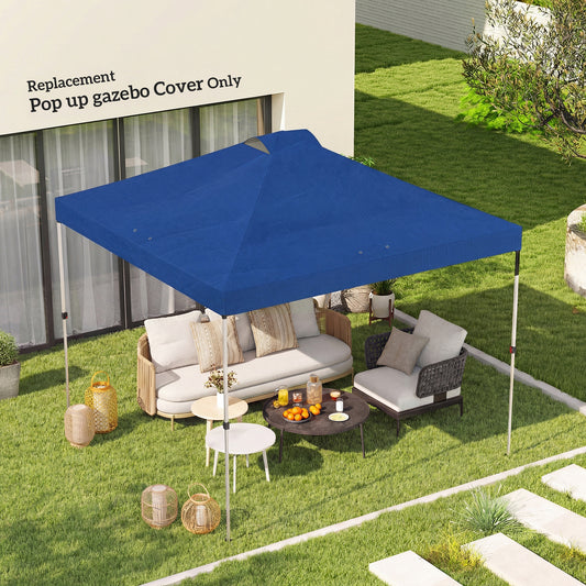 Outsunny Gazebo Roof Replacement UV50+ Waterproof Pop Up Canopy Cover with 8 Drainage Holes 3 x 3 m Blue