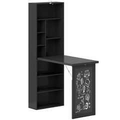 HOMCOM Three-Part Work Desk, with Storage and Chalkboard - Black