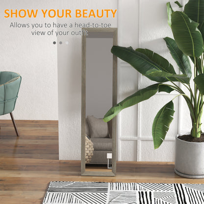HOMCOM Full Length Mirror, 37 x 157 cm, Hanging or Freestanding, Rectangular Glass Full Body Mirror with Frame for Living Room, Bedroom, Cloakroom, Grey