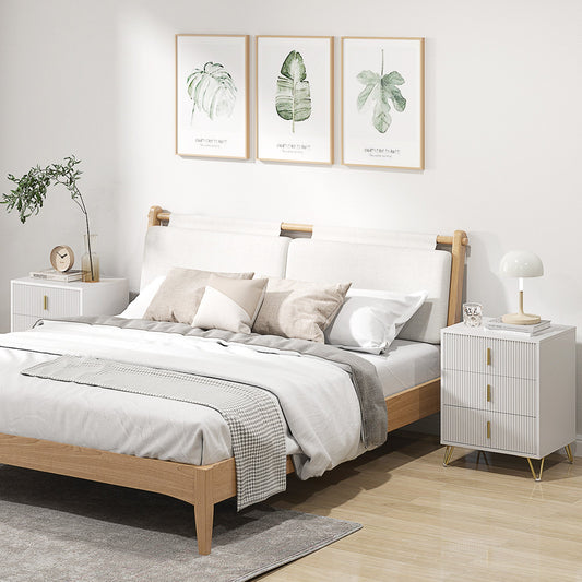 HOMCOM Set of 2 Elegant Chest of Three Drawers - White/Gold-Tone