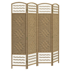 HOMCOM 4 Panel Folding Room Divider, Privacy Screen, Paravent Partition Separator for Living Room, Bedroom, Natural