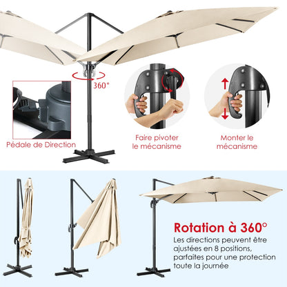 Parasol with 3 tilt settings for gardens terraces cafes 300 x 300 x 273 cm Beige