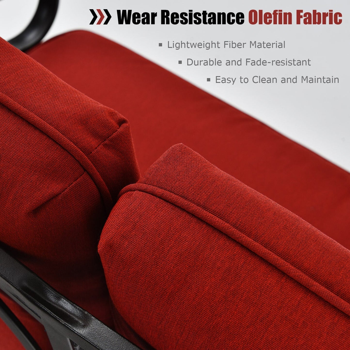 2 Pieces Outdoor Conversation Set with Ergonomic Backrest & Armrest for Balcony & Poolside Red