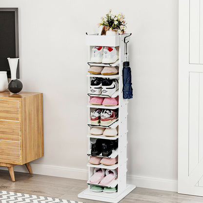 11 Tier 360° Rotating Shoe Organiser with 2 Hooks-White