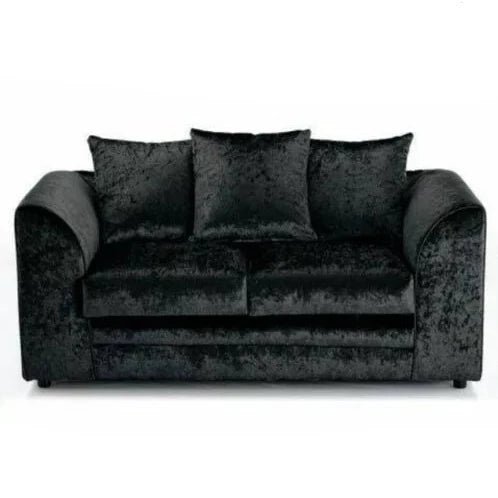 Classic Design Crushed Velvet Corner Sofa - Black