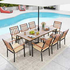 200 x 90cm Outdoor Dining Table with Metal Legs for Garden  Poolside