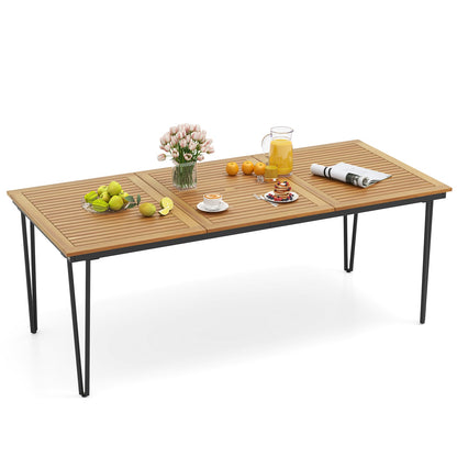 200 x 90cm Outdoor Dining Table with Metal Legs for Garden  Poolside