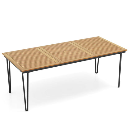 200 x 90cm Outdoor Dining Table with Metal Legs for Garden  Poolside