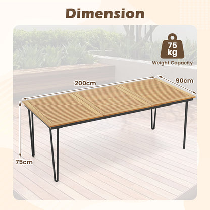 200 x 90cm Outdoor Dining Table with Metal Legs for Garden  Poolside