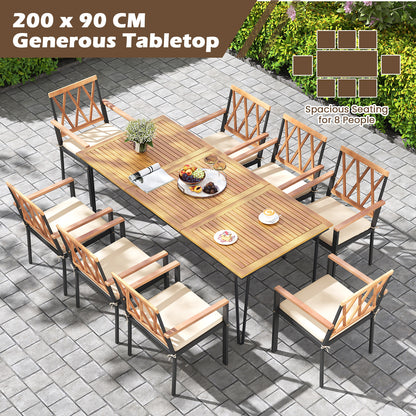 200 x 90cm Outdoor Dining Table with Metal Legs for Garden  Poolside