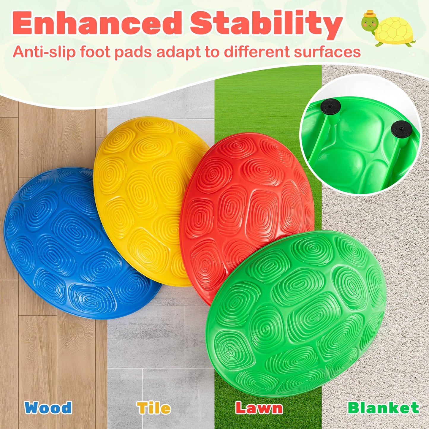 8 Pieces Non-Slip Toddler Stepping Stones for Kids Aged 3+-Colourful
