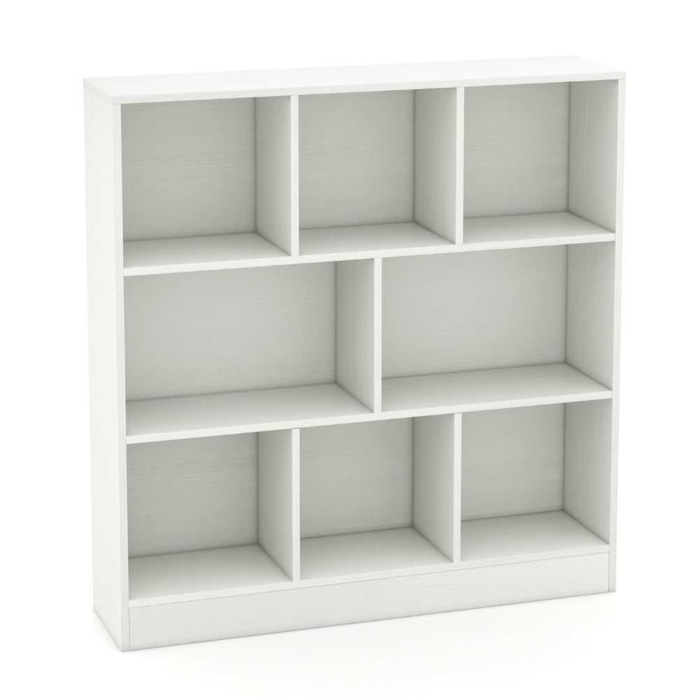 8-Cube Bookshelf with 2 Anti-Tipping Kits and Display Shelf for Home-White
