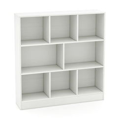 8-Cube Bookshelf with 2 Anti-Tipping Kits and Display Shelf for Home-White