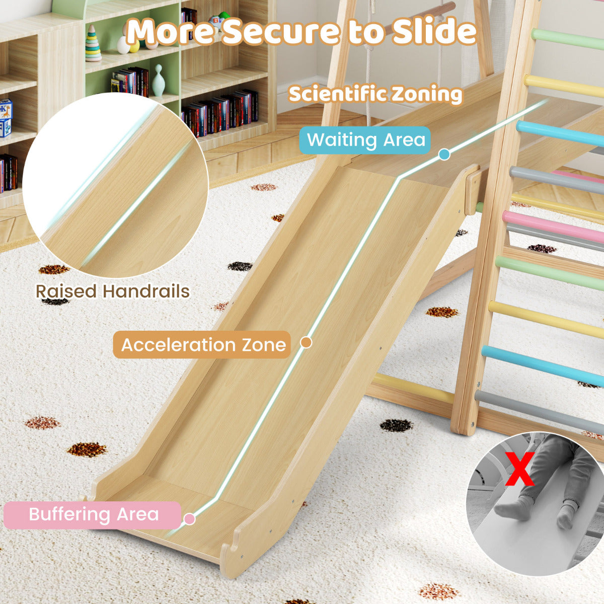 8-in-1 Jungle Gym Wooden Montessori Climber Playset -Multicolor