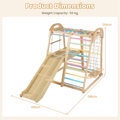 8-in-1 Jungle Gym Wooden Montessori Climber Playset -Multicolor