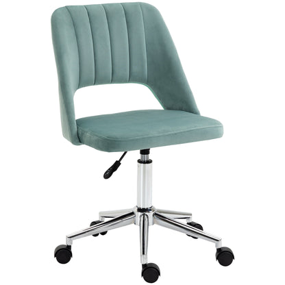 Vinsetto Swivel Office Chair Velvet Fabric Scallop Shape Computer Desk Chair, Green