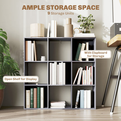 HOMCOM Nine-Cube Storage Shelf - Grey