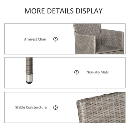 Outsunny Set of Four Rattan Armchairs, with Cushions - Grey