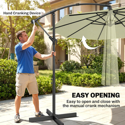 Outsunny 3m Overhanging Cantilever Parasol, with Cross Base - Beige