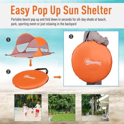 Outsunny Fibreglass Frame 2 Person Pop-Up Lightweight Camping Tent Orange