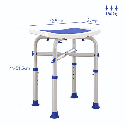 HOMCOM 44-51.5cm Aluminium Frame Shower/Bath Stool - White