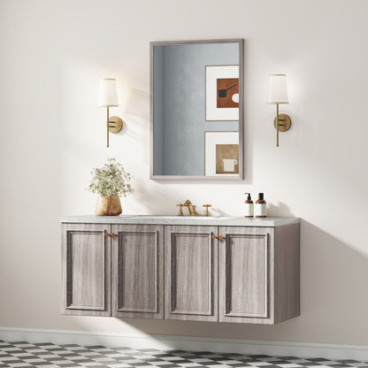 HOMCOM Wall Bathroom Mirror, 50 x 70 cm Wall-Mounted Mirror for Living Room, Bedroom, Hallway, Grey